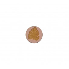 Cabochon aus Holz, flach, Blatt, rosa, 12mm